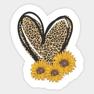 Leopard heart with sunflowers Sticker